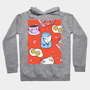 Kawaii Breakfast-Red Hoodie